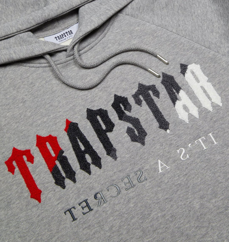 Trapstar Chenille Decoded Hoodie Tracksuit Grey/Red