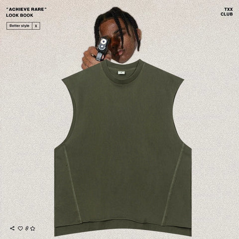 American-style washed and distressed sleeveless back piece