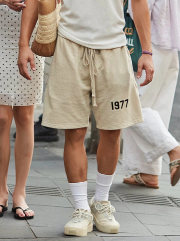 FEAR OF GOD Double Line ESSENTIALS Trendy High Street 1977 Plush Printed FOG Loose Sports Shorts