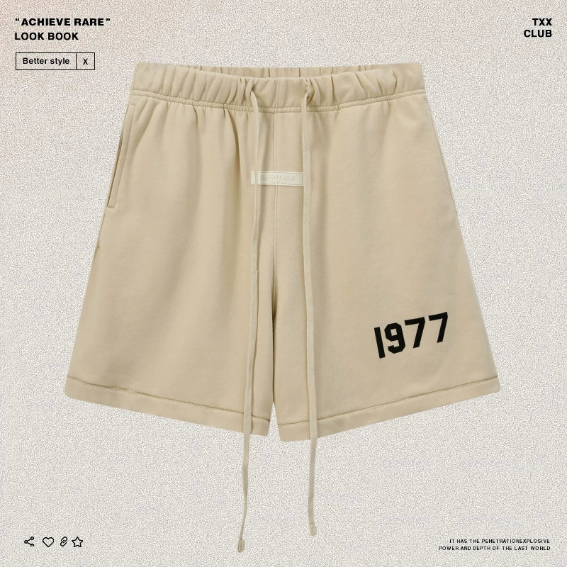 FEAR OF GOD Double Line ESSENTIALS Trendy High Street 1977 Plush Printed FOG Loose Sports Shorts
