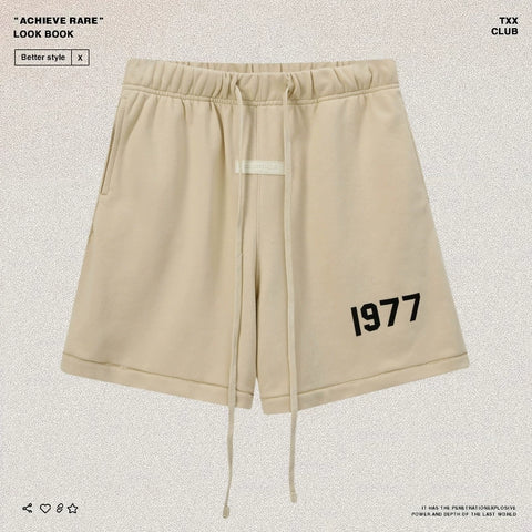 FEAR OF GOD Double Line ESSENTIALS Trendy High Street 1977 Plush Printed FOG Loose Sports Shorts