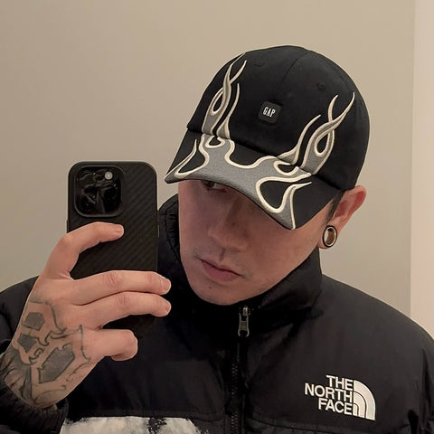 Premium YZY Flame Embroidery Kanye Style Baseball Cap