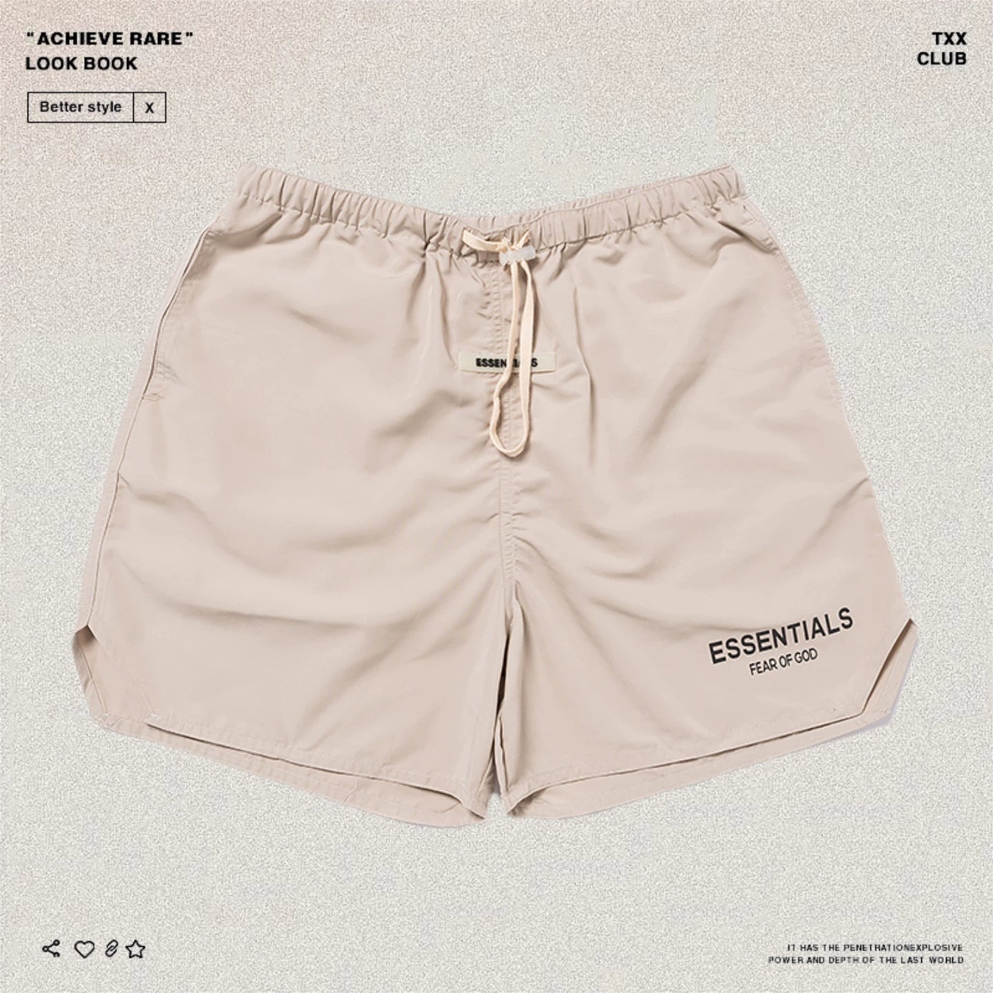 FEAR OF GOD American High Street ESSENTIALS Reflective Letter Men's and Women's Loose Nylon Quick drying Shorts Trendy