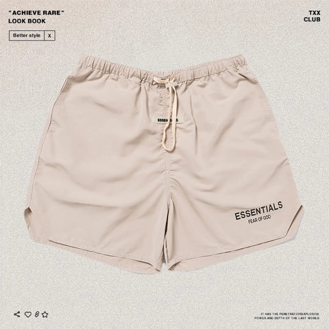 FEAR OF GOD American High Street ESSENTIALS Reflective Letter Men's and Women's Loose Nylon Quick drying Shorts Trendy