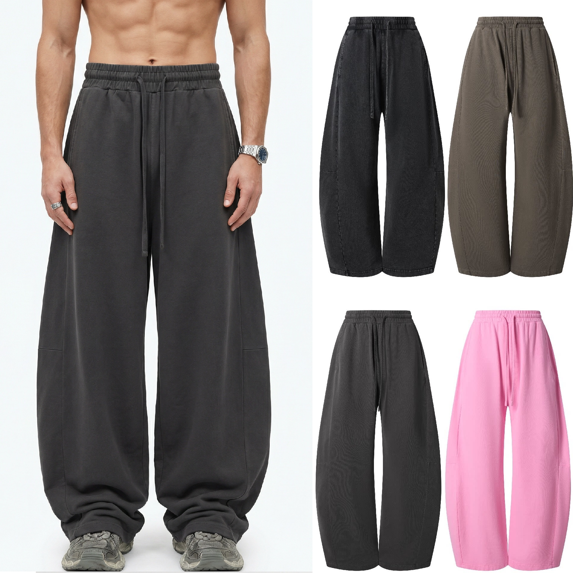 Kanye stretch water-washed curved-cut jogger pants