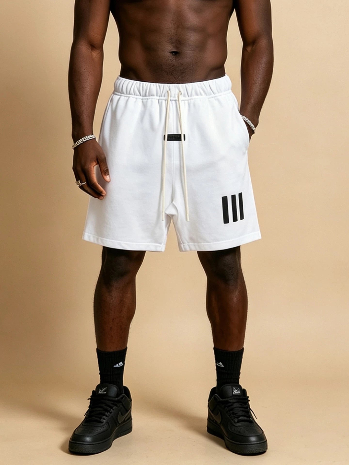 FEAR OF GOD American High Street Sports Pentagram Trendy Brand FOG Retro Three Vertical Men's and Women's Loose Casual Shorts