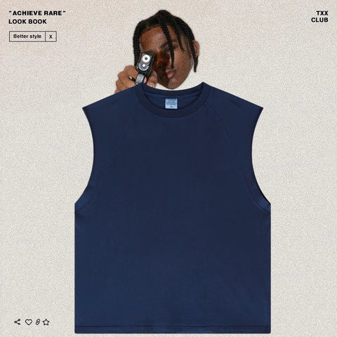 American-style washed and distressed sleeveless top