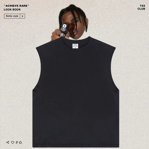 American-style washed and distressed sleeveless top