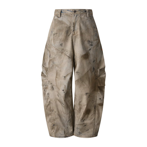 KANYE's washed and distressed denim pants