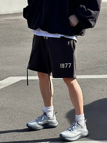 FEAR OF GOD Double Line ESSENTIALS Trendy High Street 1977 Plush Printed FOG Loose Sports Shorts