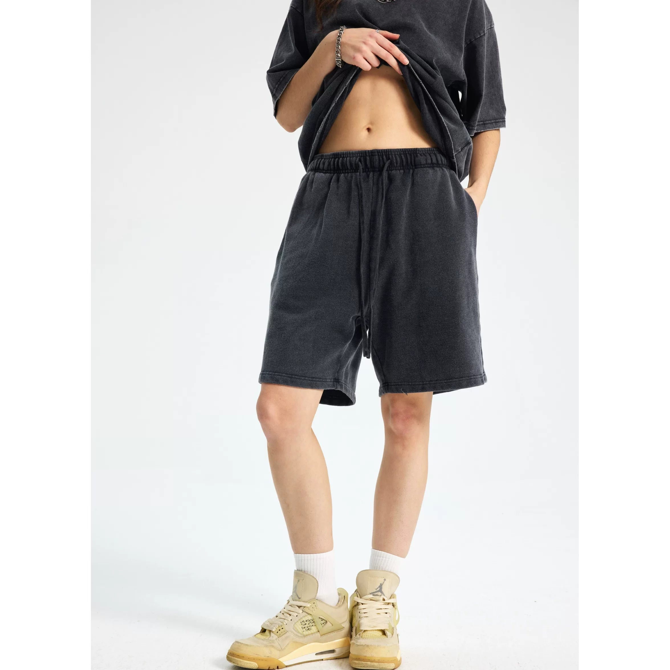 KANYE Washed Hip-Hop Sportswear Shorts