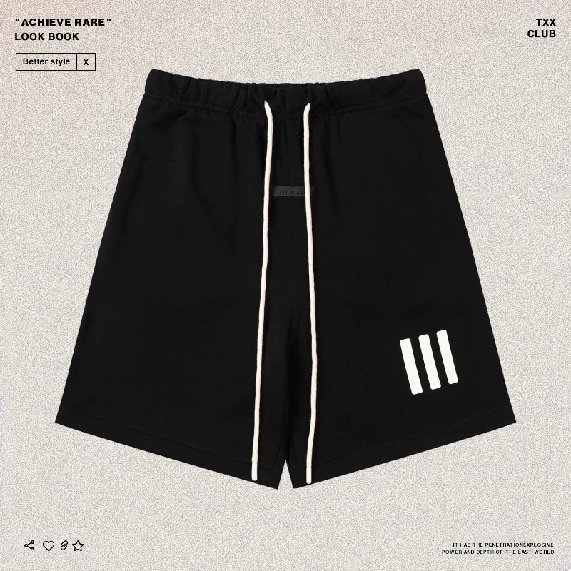 FEAR OF GOD American High Street Sports Pentagram Trendy Brand FOG Retro Three Vertical Men's and Women's Loose Casual Shorts