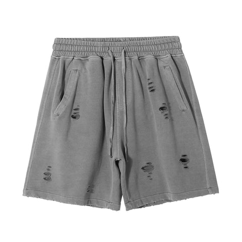 KANYE's high-end washed and distressed denim shorts