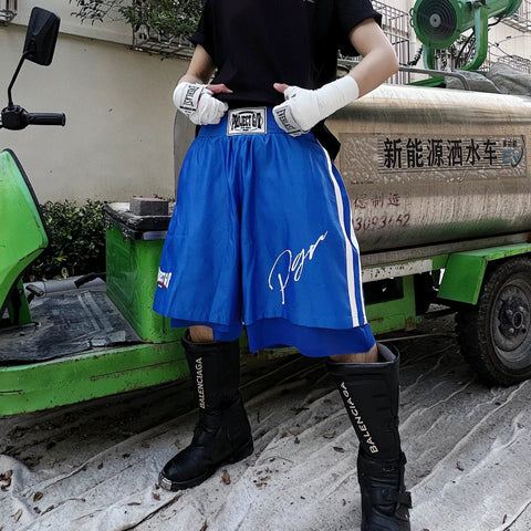 Grailz Project G/R American High Street Embroidery Fake Two Men's and Women's Loose Hip Hop Boxing Shorts