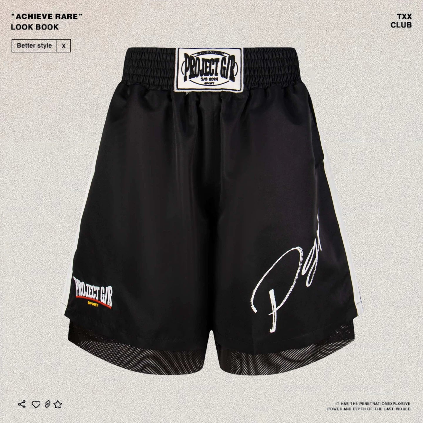 Grailz Project G/R American High Street Embroidery Fake Two Men's and Women's Loose Hip Hop Boxing Shorts