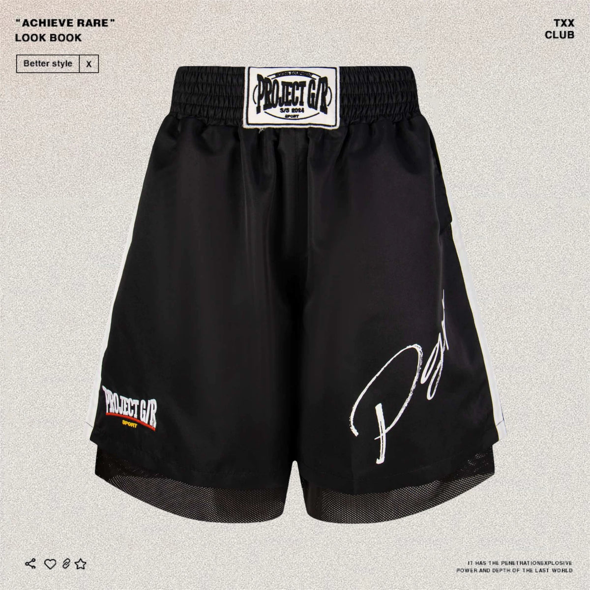 Grailz Project G/R American High Street Embroidery Fake Two Men's and Women's Loose Hip Hop Boxing Shorts