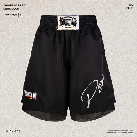 Grailz Project G/R American High Street Embroidery Fake Two Men's and Women's Loose Hip Hop Boxing Shorts