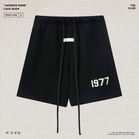 FEAR OF GOD Double Line ESSENTIALS Trendy High Street 1977 Plush Printed FOG Loose Sports Shorts
