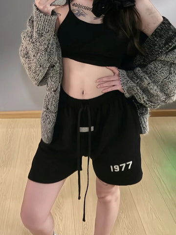 FEAR OF GOD Double Line ESSENTIALS Trendy High Street 1977 Plush Printed FOG Loose Sports Shorts