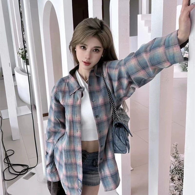 MM Magi Contrasting Checkered Long Sleeve Shirt