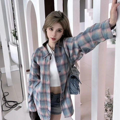 MM Magi Contrasting Checkered Long Sleeve Shirt
