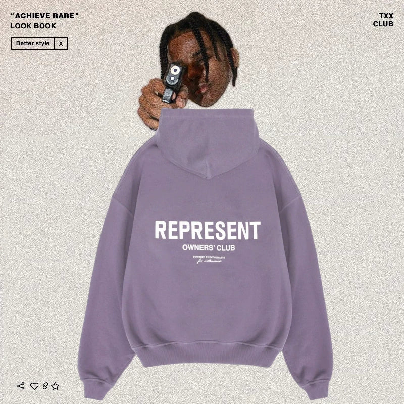 REPRESENT Simple Letter Print Hoodie