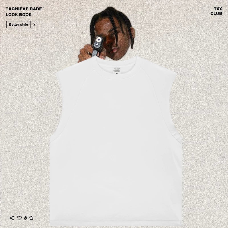 American-style washed and distressed sleeveless top
