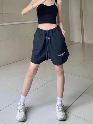 FEAR OF GOD American High Street ESSENTIALS Reflective Letter Men's and Women's Loose Nylon Quick drying Shorts Trendy