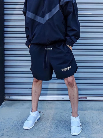 FEAR OF GOD American High Street ESSENTIALS Reflective Letter Men's and Women's Loose Nylon Quick drying Shorts Trendy