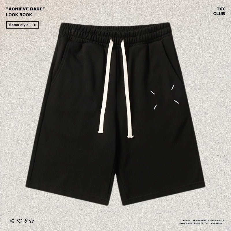 MM Maji Minimalist Digital Four Corner Embroidered Pentagram Pants High Street Trendy Brand Men's and Women's Loose Casual Drawstring Sports Shorts