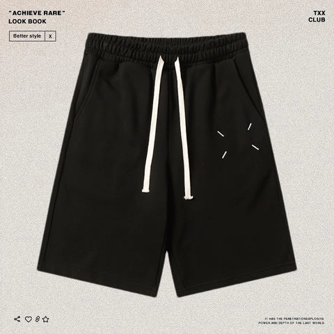 MM Maji Minimalist Digital Four Corner Embroidered Pentagram Pants High Street Trendy Brand Men's and Women's Loose Casual Drawstring Sports Shorts