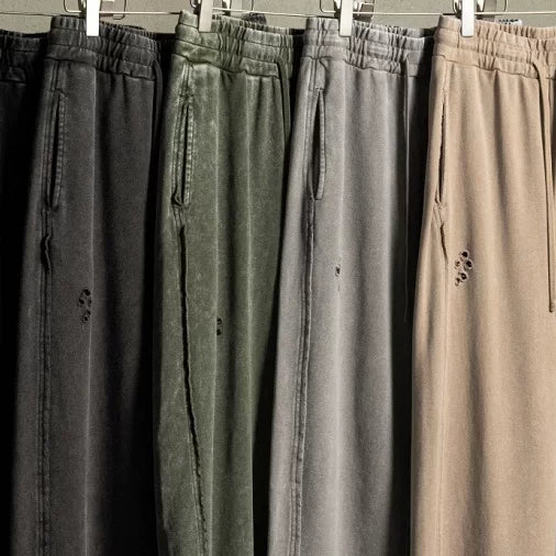 KANYE stretchable distressed loose jogger pants