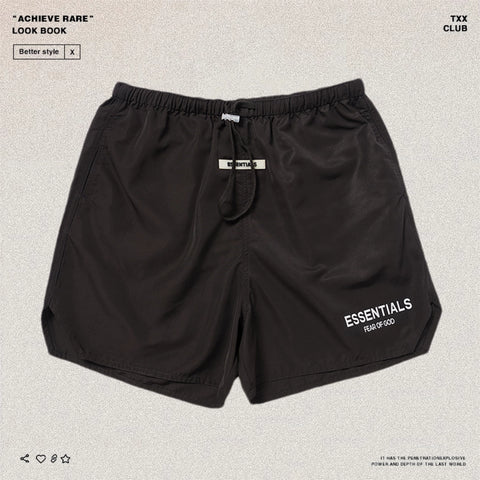 FEAR OF GOD American High Street ESSENTIALS Reflective Letter Men's and Women's Loose Nylon Quick drying Shorts Trendy