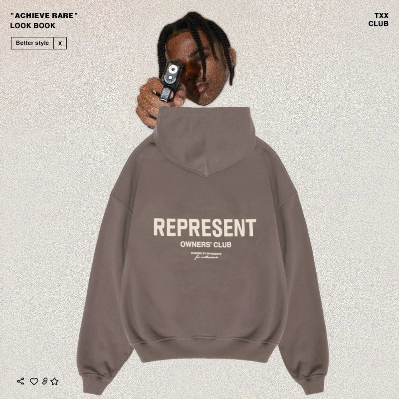 REPRESENT Simple Letter Print Hoodie
