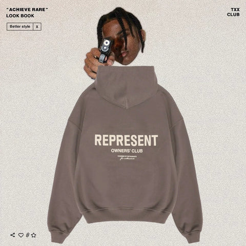 REPRESENT Simple Letter Print Hoodie
