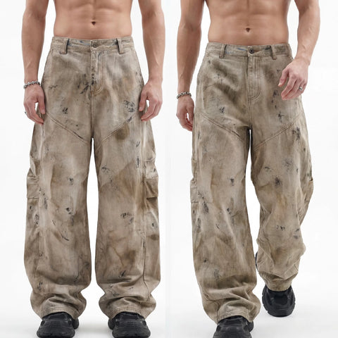 KANYE's washed and distressed denim pants