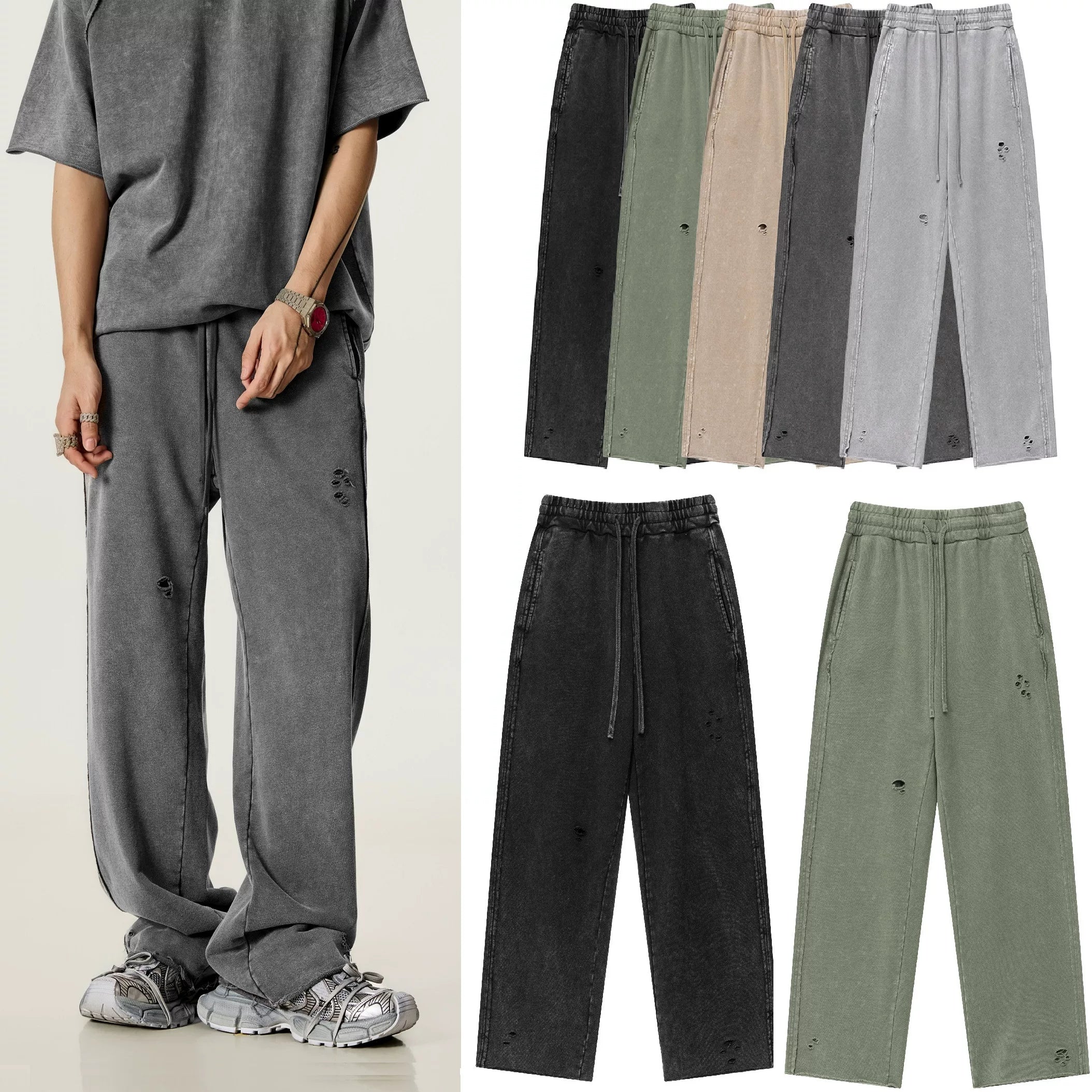 Kanye's distressed washed-out casual pants