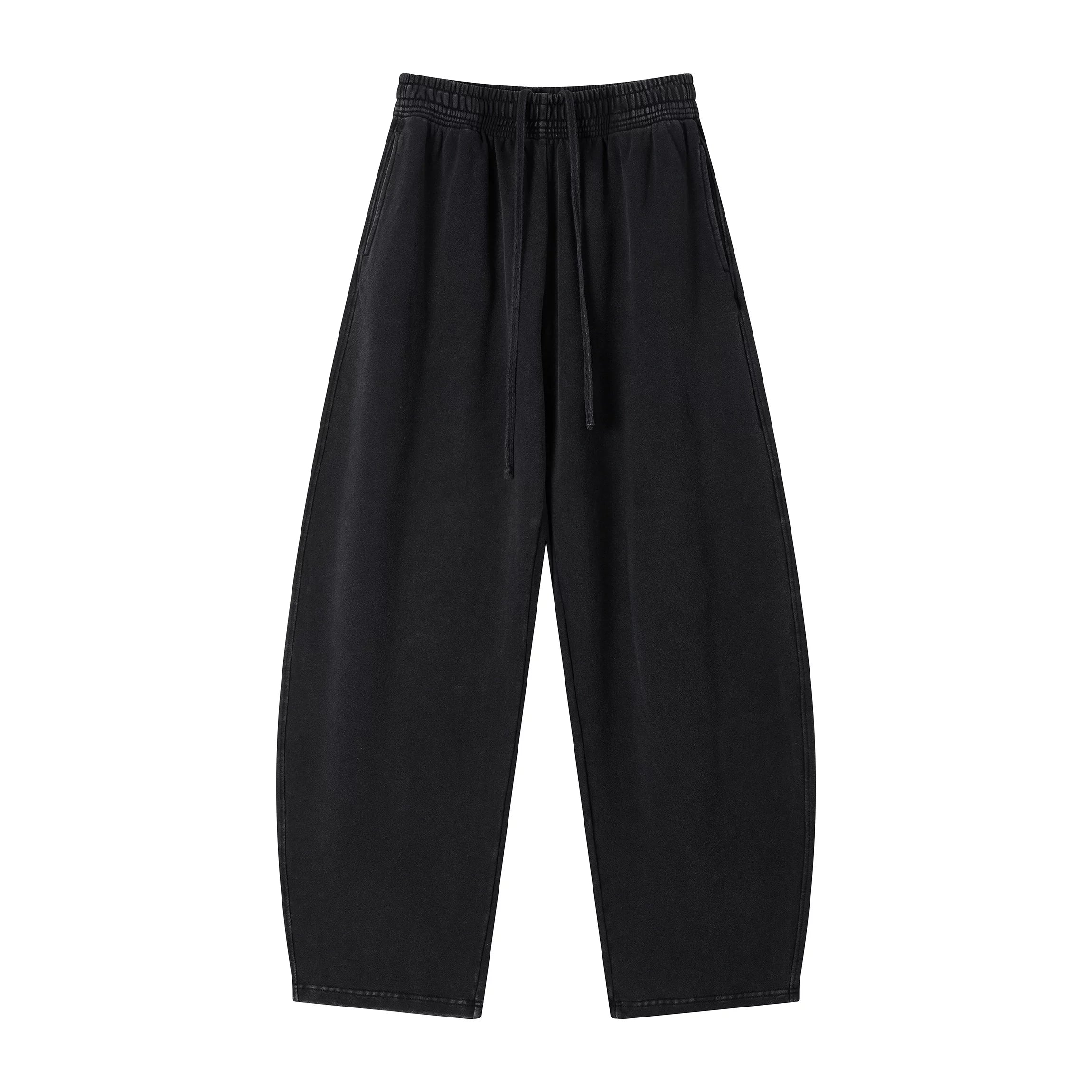 Kanye stretchy distressed washed curved-leg pants