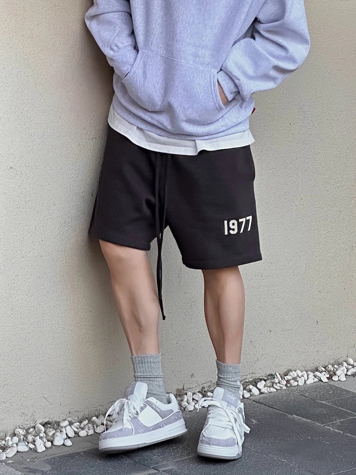 FEAR OF GOD Double Line ESSENTIALS Trendy High Street 1977 Plush Printed FOG Loose Sports Shorts