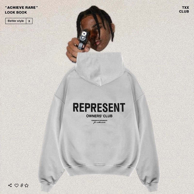 REPRESENT Simple Letter Print Hoodie