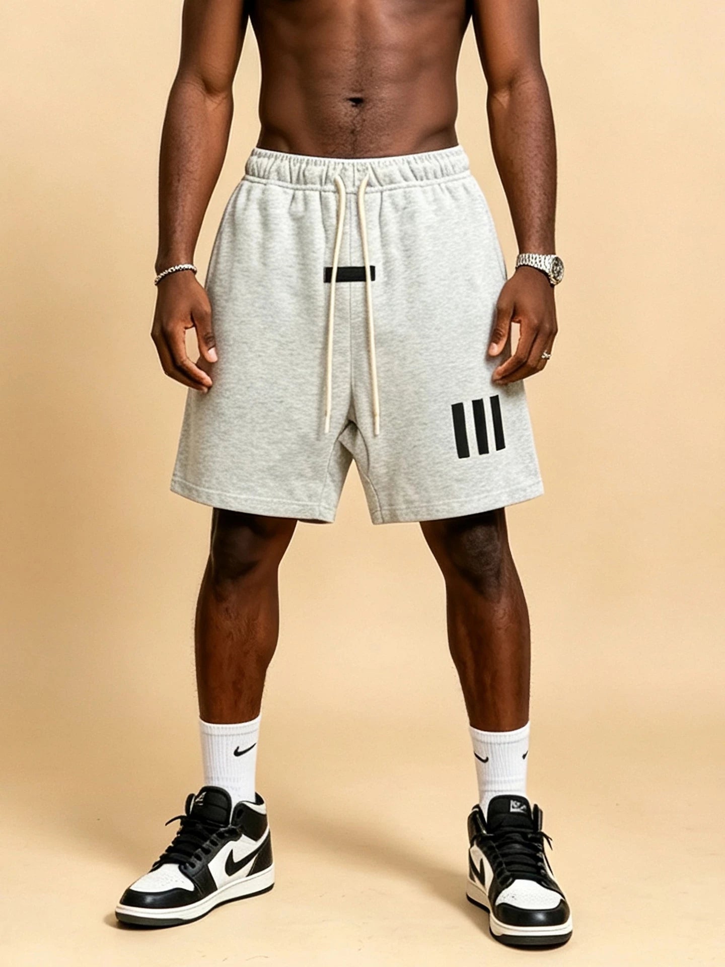 FEAR OF GOD American High Street Sports Pentagram Trendy Brand FOG Retro Three Vertical Men's and Women's Loose Casual Shorts
