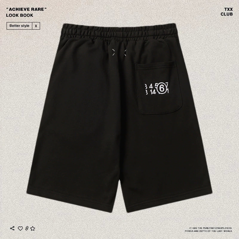 MM Maji Minimalist Digital Four Corner Embroidered Pentagram Pants High Street Trendy Brand Men's and Women's Loose Casual Drawstring Sports Shorts