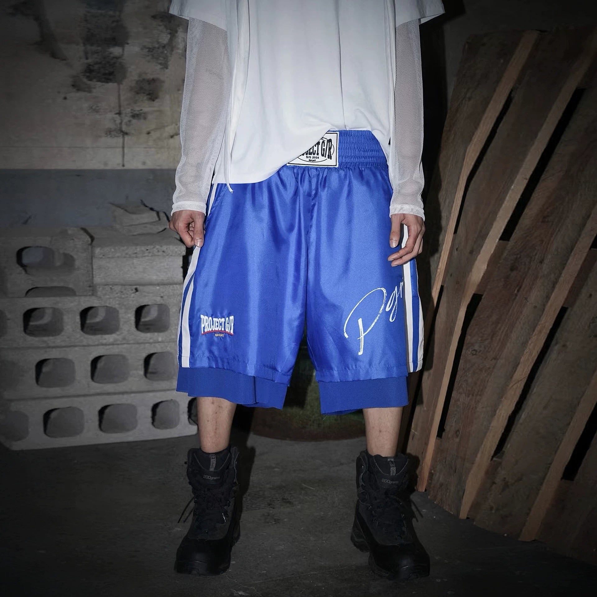 Grailz Project G/R American High Street Embroidery Fake Two Men's and Women's Loose Hip Hop Boxing Shorts