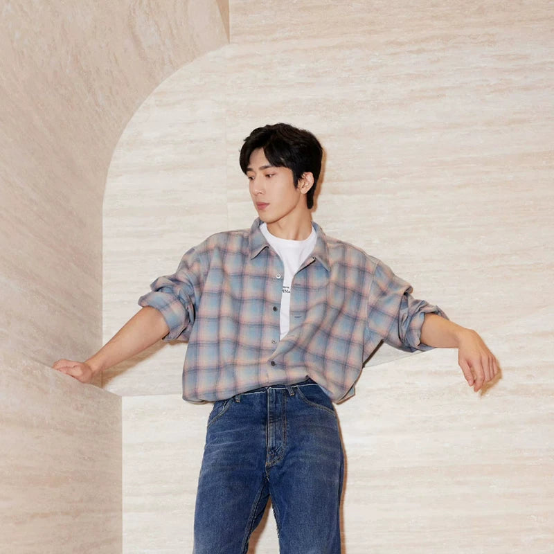 MM Magi Contrasting Checkered Long Sleeve Shirt