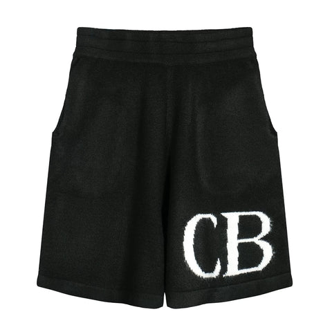 Cole Buxton letter logo jacquard shorts American high street loose casual wool drawstring shorts men