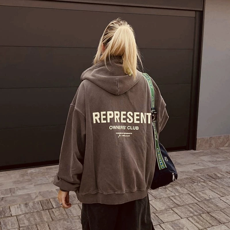 REPRESENT Simple Letter Print Hoodie