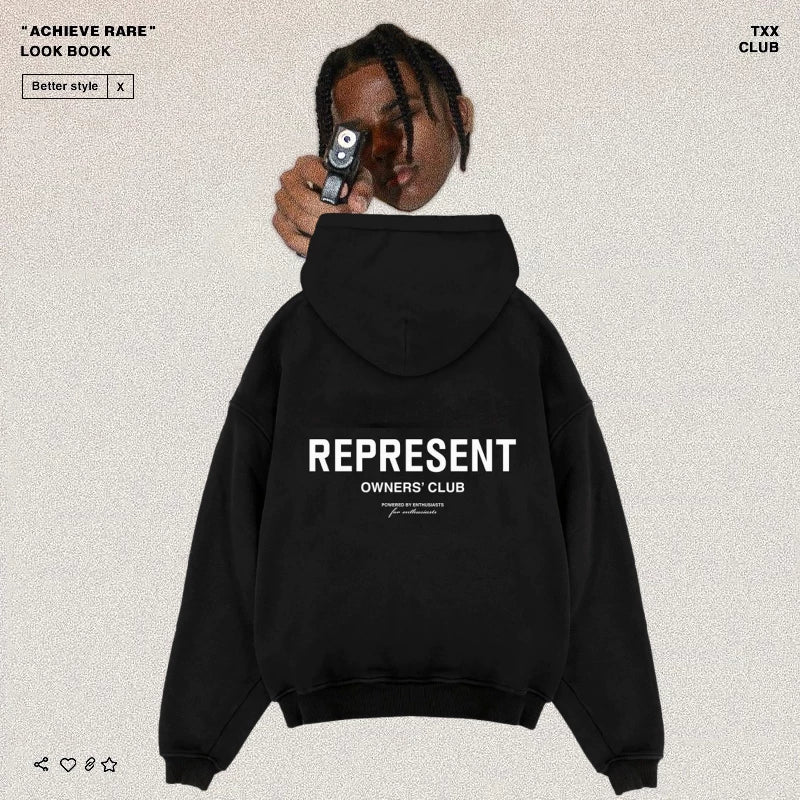 REPRESENT Simple Letter Print Hoodie