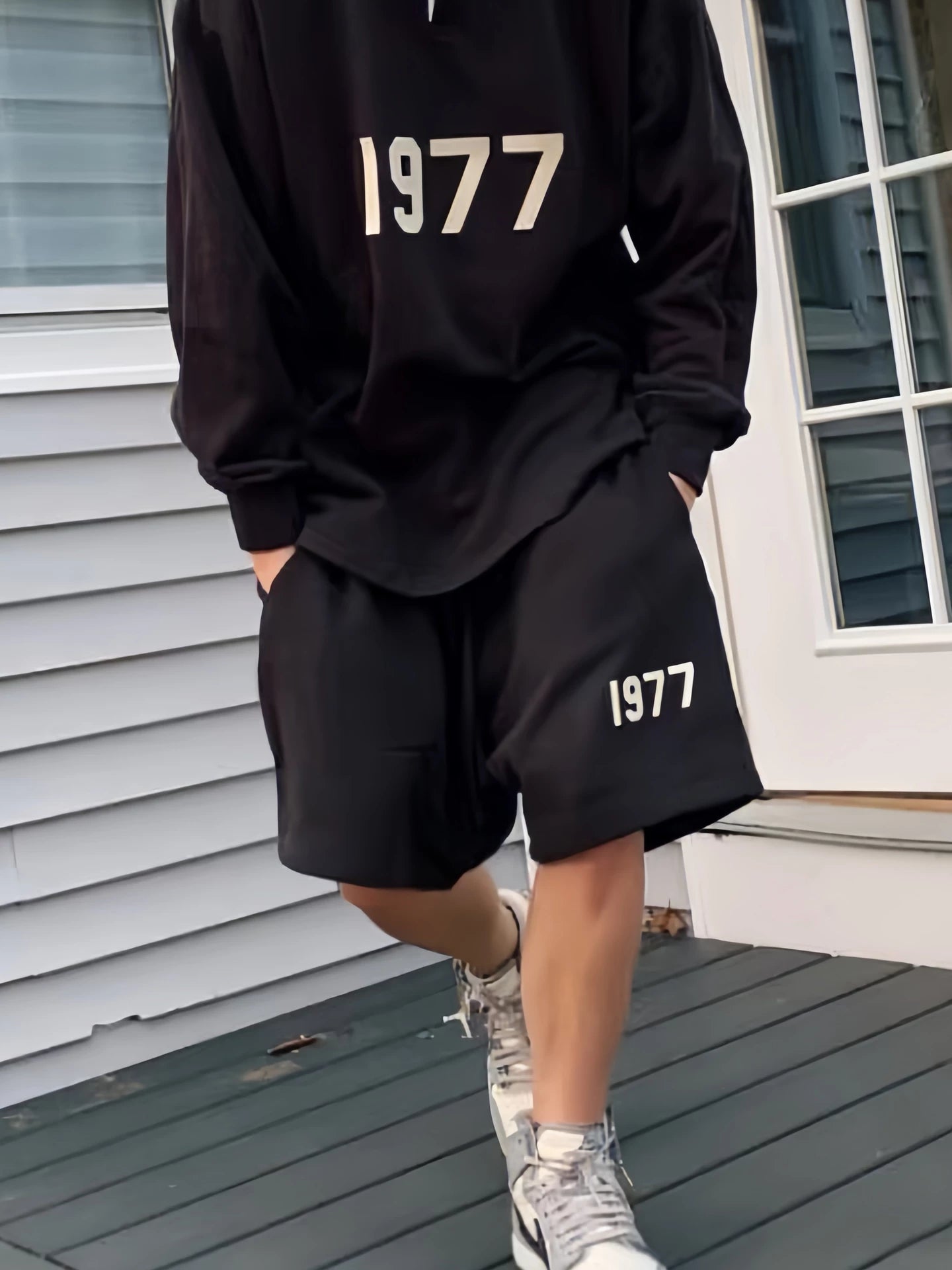 FEAR OF GOD Double Line ESSENTIALS Trendy High Street 1977 Plush Printed FOG Loose Sports Shorts