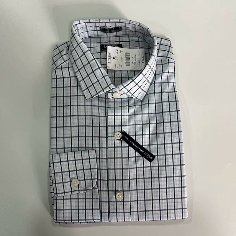 J.CREW Check Print Iron-Friendly Long-Sleeved Shirt