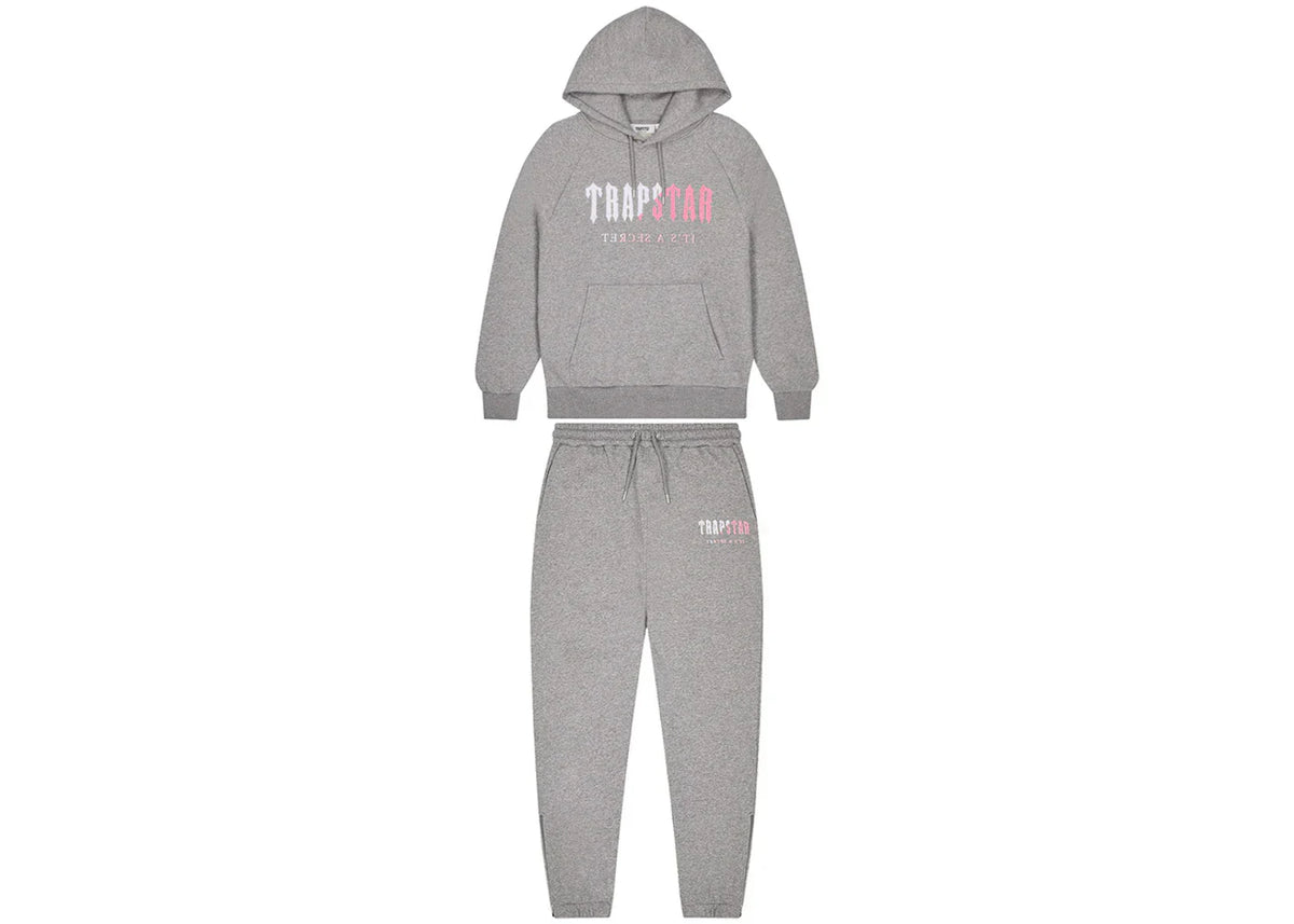 Trapstar Chenille Decoded Hoodie Tracksuit Grey/Pink